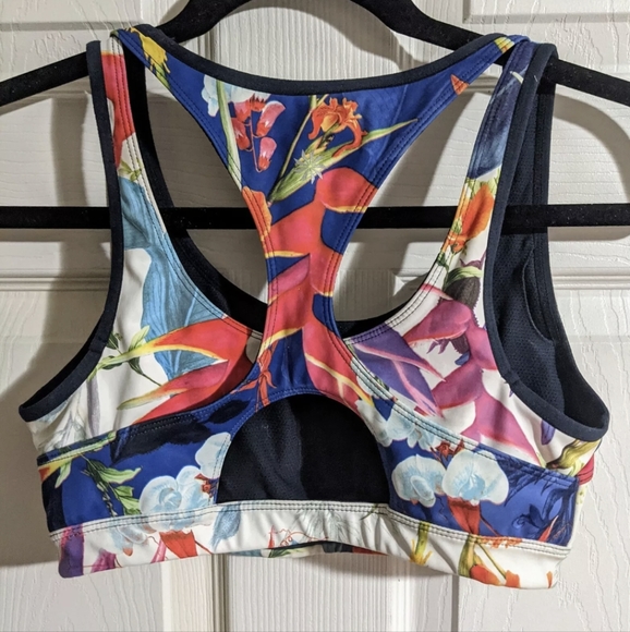 Athleta Floral Print Sports Bra S Racerback Colorful Exercise Workout Yoga - Picture 3 of 4